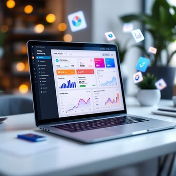 Custom ERP software development dashboard on laptop – analytics and business modules by VM Compute