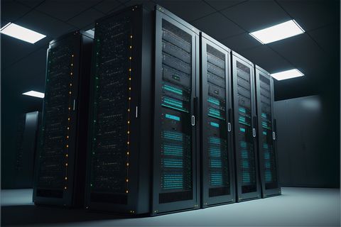 Modern data center server racks with network infrastructure – server supply, installation and configuration by VM Compute